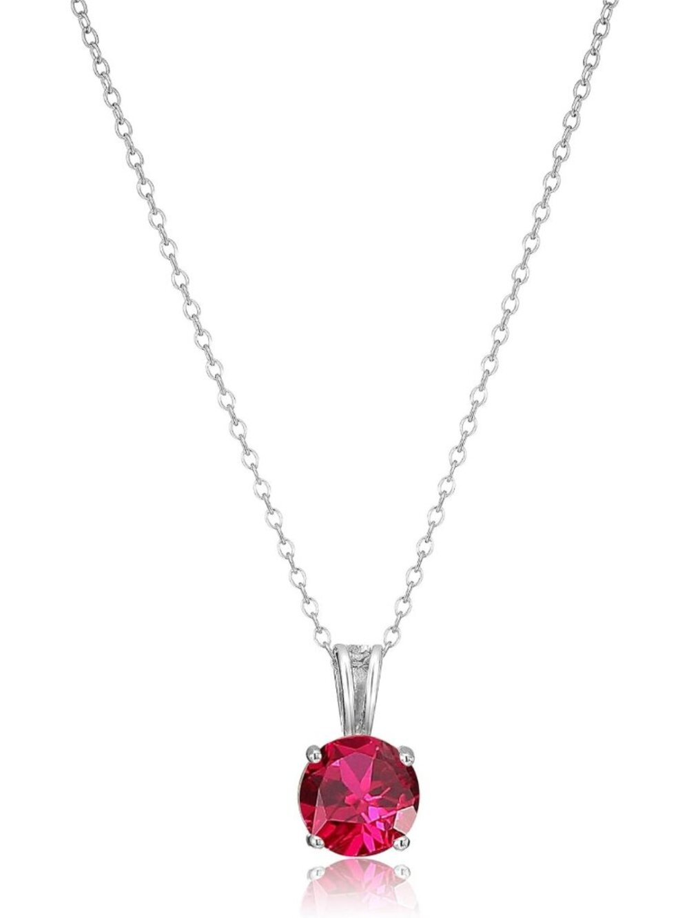Sterling Silver Round Cut Birthstone Pendant Necklace 18” - Elegant Gift for All